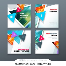 Banner design. Square abstract vector banner with triangle shapes for web template.