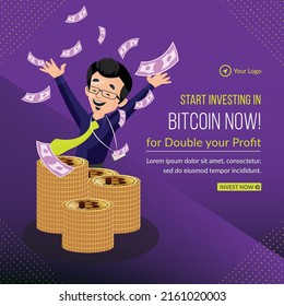 Banner design of start investing in bitcoin now template.