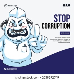 Banner design of stop corruption template.