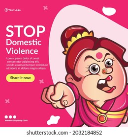 Banner design of stop domestic violence template.