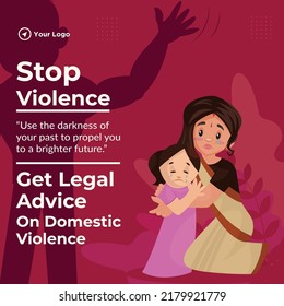 Banner design of stop violence get legal advice on domestic violence template.