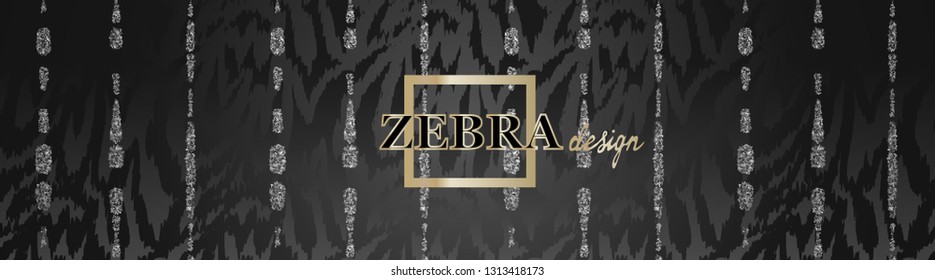 Banner with a design of stripes of zebra, tiger. 
