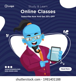 Banner design of study and learn online classes.