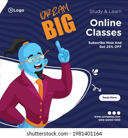 Banner design of study online classes template.