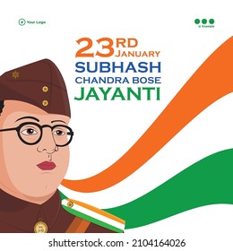 Banner-Design von subhash chandra bose jayanti Cartoon Stil Vorlage.