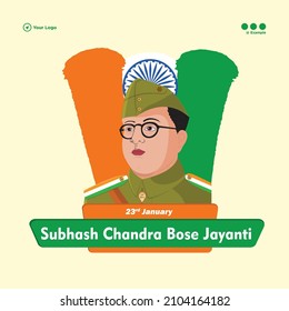Banner design of subhash chandra bose jayanti cartoon style template.