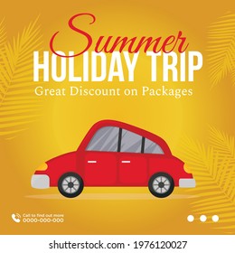 Banner design of summer holiday trip great discount on packages.