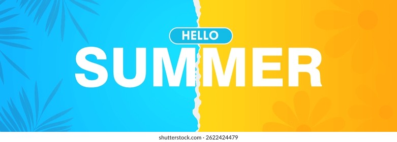 Banner design with a summer theme with dominant colors of yellow and blue