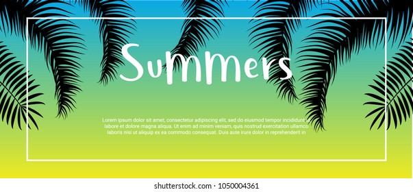 banner design for summer. vector illustration of tree leaves.