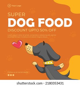 Banner design of super dog food template.