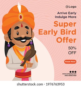 Banner design of super early bird offer template. Vector graphic illustration.