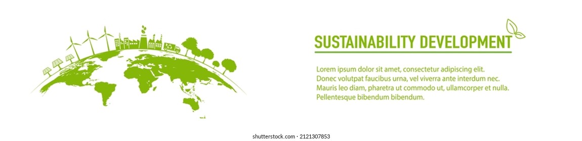 Banner design for Sustainability development and Global Green Industries Business concept, Vector illustration