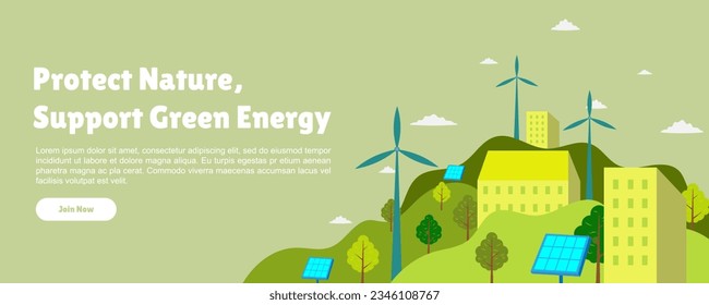 Banner design for sustainable development and eco-friendly concept, with message about the importance of green cities and the commemoration of World Environment Day.