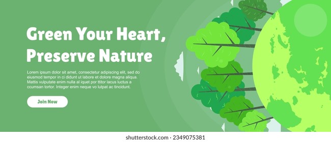 Banner design for sustainable development and eco-friendly concept, with message about the importance of green cities and the commemoration of World Environment Day.