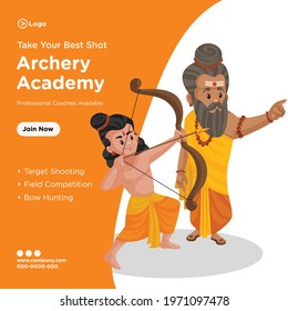 Banner design of take your best shot archery academy. Vector graphic illustration.