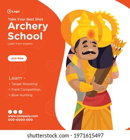 Banner design of take your best shot archery school. Vector graphic illustration.