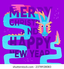 Banner design template for 2024. Year of the Dragon. Bright design with year of the dragon decor. Cartoon and cute dragons. Vector