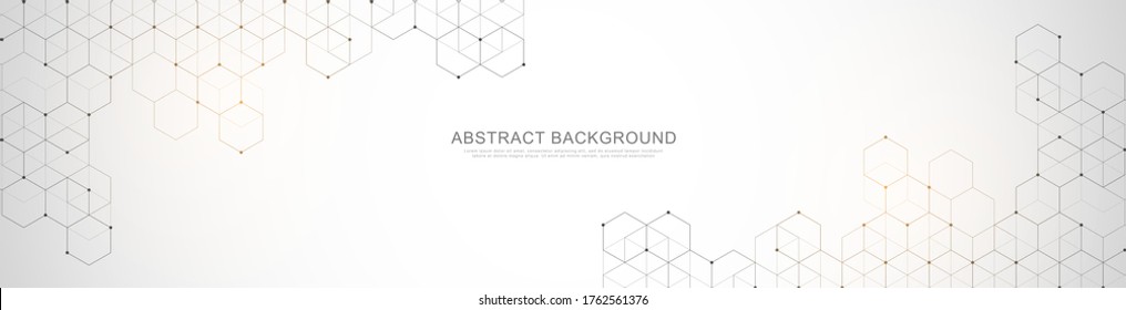 Banner design template. Abstract background with geometric shapes and hexagon pattern. Vector illustration for medicine, technology or science design