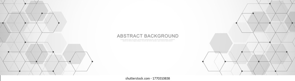 Banner design template. Abstract background with geometric shapes and hexagon pattern. Vector illustration for medicine, technology or science design
