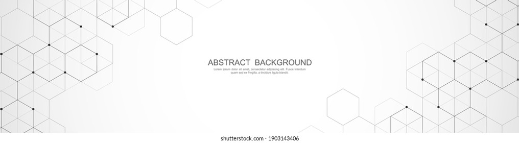 Banner design template. Abstract background with geometric shapes and hexagon pattern. Vector illustration for medicine, technology or science design.