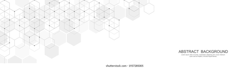 Banner design template. Abstract background with geometric shapes and hexagon pattern. Vector illustration for medicine, technology or science design.