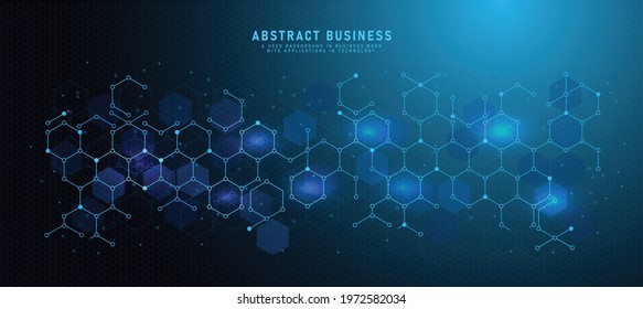 Banner design template Abstract background with geometric shapes and hexagonal patterns. With small dots Vector illustration for technology or science design