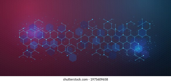 Banner design template Abstract background with geometric shapes and hexagonal patterns. With small dots Vector illustration for technology or science design