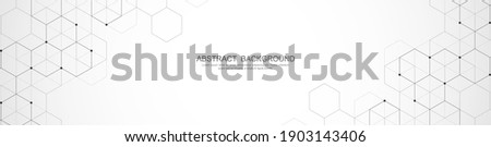 Banner design template. Abstract background with geometric shapes and hexagon pattern. Vector illustration for medicine, technology or science design.