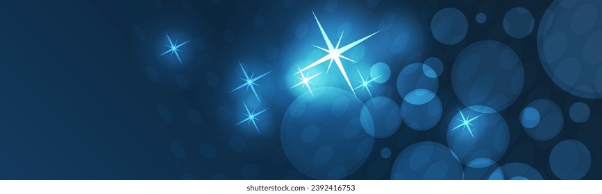 Banner Design Template with Abstract Blurred Colorful Background - Blue and White Colors, Dark Wide Scale Multipurpose Creative Vector Graphic Design for Web, Greeting Cards, Holiday Events, Posters