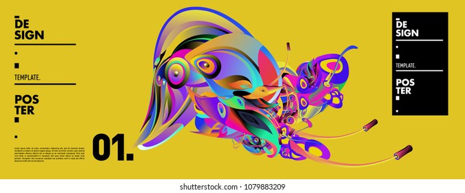 Banner design template with abstract curvy colorful shape. Vector colorful illustration for background in eps10