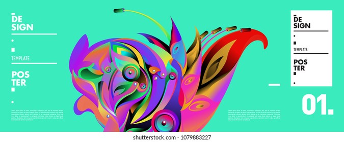 Banner design template with abstract curvy colorful shape. Vector colorful illustration for background in eps10