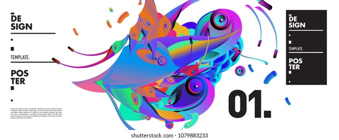 Banner design template with abstract curvy colorful shape. Vector colorful illustration for background in eps10