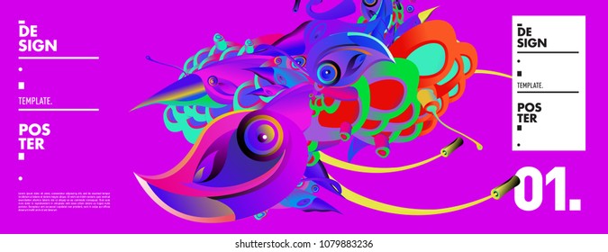 Banner design template with abstract curvy colorful shape. Vector colorful illustration for background in eps10