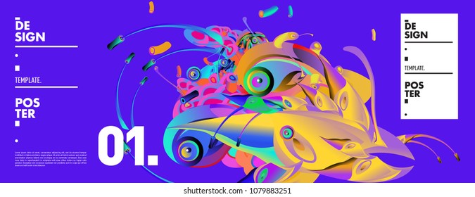 Banner design template with abstract curvy colorful shape. Vector colorful illustration for background in eps10