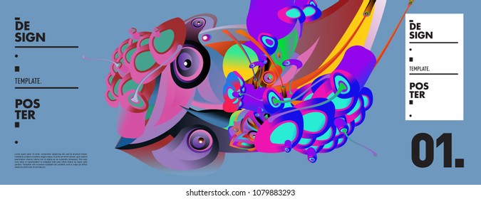 Banner design template with abstract curvy colorful shape. Vector colorful illustration for background in eps10