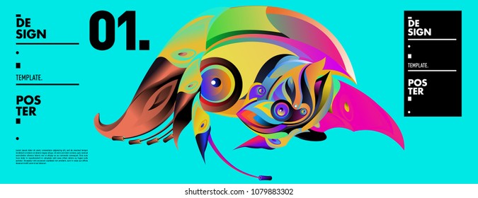 Banner design template with abstract curvy colorful shape. Vector colorful illustration for background in eps10