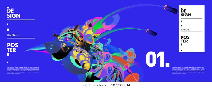Banner design template with abstract curvy colorful shape. Vector colorful illustration for background in eps10