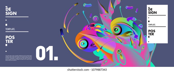 Banner design template with abstract curvy colorful shape. Vector colorful illustration for background in eps10