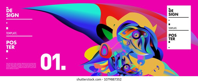 Banner design template with abstract curvy colorful shape. Vector colorful illustration for background in eps10