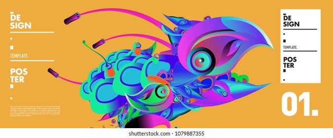 Banner design template with abstract curvy colorful shape. Vector colorful illustration for background in eps10