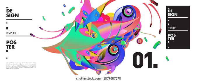 Banner design template with abstract curvy colorful shape. Vector colorful illustration for background in eps10