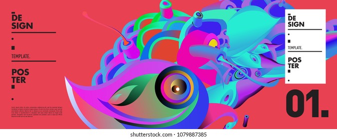 Banner design template with abstract curvy colorful shape. Vector colorful illustration for background in eps10