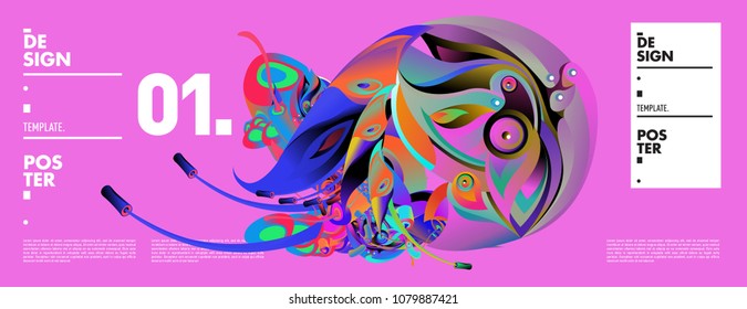 Banner design template with abstract curvy colorful shape. Vector colorful illustration for background in eps10