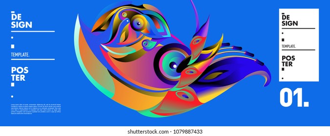 Banner design template with abstract curvy colorful shape. Vector colorful illustration for background in eps10