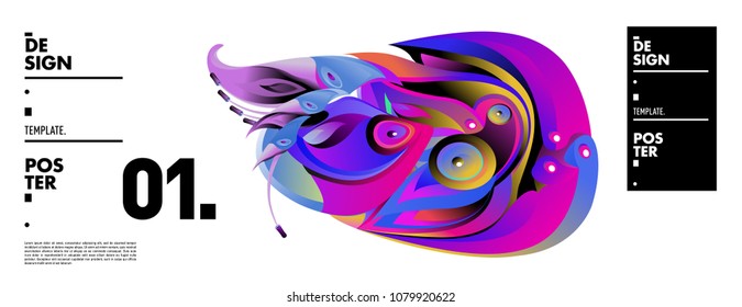 Banner design template with abstract curvy colorful shape. Vector colorful illustration for background in eps10