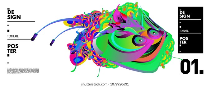 Banner design template with abstract curvy colorful shape. Vector colorful illustration for background in eps10