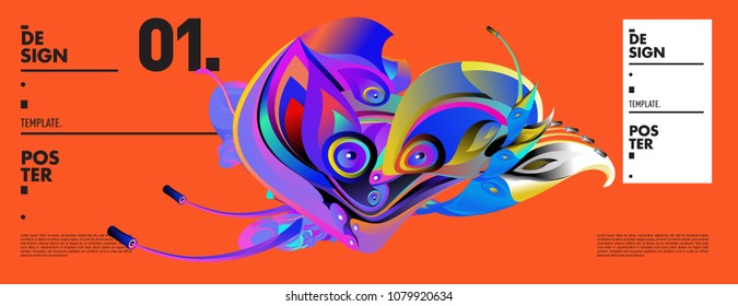 Banner design template with abstract curvy colorful shape. Vector colorful illustration for background in eps10