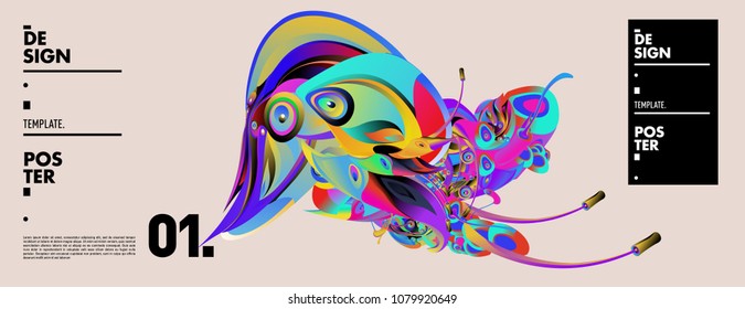 Banner design template with abstract curvy colorful shape. Vector colorful illustration for background in eps10
