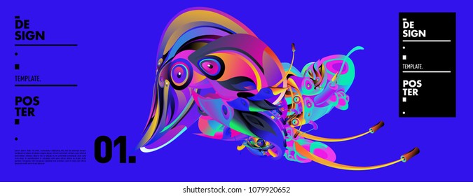 Banner design template with abstract curvy colorful shape. Vector colorful illustration for background in eps10