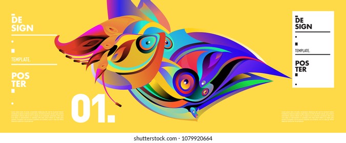 Banner design template with abstract curvy colorful shape. Vector colorful illustration for background in eps10